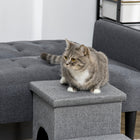 PawHut - Escalier pour chien avec boîtes de rangement et condo pour lits et canapés hauts - gris-Un trou sur le panneau latéral permet une entrée et une sortie faciles 