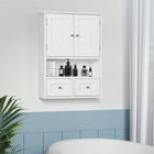 kleankin - Armoire murale de salle de bain avec étagère et tiroirs - blanc-Fermeture magnétique pour une fermeture facile des portes