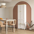 HOMCOM - Armoire de cuisine autoportante avec 4 étagères et 4 portes - blanc-Conception à deux armoires. Quatre portes pour protéger l'intérieur 