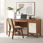 Modway - Capri Grains de bois de 58" Bureau - Noyer-Portes texturées en lin