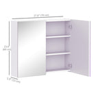 HOMCOM - armoire à pharmacie murale avec miroir et deux portes - lilas clair-Étagère intérieure réglable répondant à vos divers besoins de rangement   
