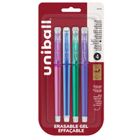 uni-ball - Stylos gel effaçables - 0,7 mm - Couleurs tendance - paquet de 4-Stylos gel
