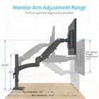 ShoppingAll Support de bureau pour écran LCD avec bras à double ressort à gaz entièrement réglable - Noir-Rangez vos câbles de manière ordonnée et organisée grâce aux clips de câbles intégrés