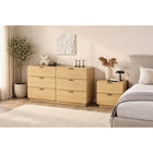 Manhattan Comfort - Ensemble contemporain moderne Chrystie 2 pièces : commode et table de chevet - Naturel-Comprend 2 tiroirs spacieux à extension complète dans la table de nuit et 6 tiroirs à extension complète dans la commode pour un rangement organisé et facilement accessible