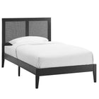 Modway - Sirocco Rotin et bois Lit à plateforme jumelle, Noir-Assemblée requise