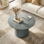 HOMCOM - Table basse ronde 31,5 po avec rangement - gris-La structure en MDF et acier supporte jusqu’à 33 lb en toute sécurité