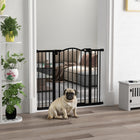 PawHut - Barrière pour Animaux 29"-39" avec Porte à Pression pour Chiens pour Escaliers - Noir-Système de double verrouillage pour une sécurité accrue