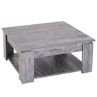 HOMCOM - Table basse moderne à 2 niveaux avec étagère - aspect bois-Style campagne moderne en forme rectangulaire avec des lignes minimalistes et un grain de bois naturel
