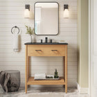 Modway - Zaire 30" Vanette de salle de bain - Noir naturel-Tirs de poignée en métal