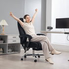 Vinsetto - Fauteuil de bureau massant inclinable avec hauteur réglable et repose-pieds - noir-Tissu effet velours pour le style et le confort 