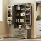 HOMCOM - Armoire de cuisine garde-manger 64 po avec portes et tiroirs - gris-Huit étagères de porte optimisent l’espace de l’armoire pour organiser vos épices avec un accès facile 