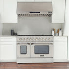 Kucht - 48 po Série KDF Cuisinière Pro Style à double combustible - Acier inoxydable-Dimensions du produit 27,75 po L x 48 po L x 36 po H