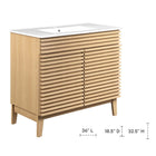 Modway - Render 36" Vanette de salle de bain - Oak White-Pieds en bois effilés
