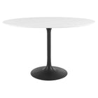 Modway - Lippa Ovale de 48 po Bois Table à manger, Noir Blanc-Table à manger moderne