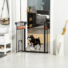PawHut - Barrière extra large pour chien 29,1''-31,5'' L avec porte pour chat - Noir-Fabriqué en acier traité par pulvérisation pour plus de solidité et de durabilité