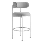 Modway - Albie Tissu Tabourets de bar Ensemble de 2 - Argent gris-Capacité de poids : 330 lb.