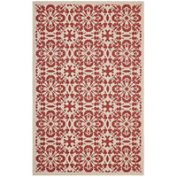 Modway - Ariana Treillis floraux vintage à l’intérieur et à l’extérieur Tapis 4 pi l x 6 pi L - Rouge et beige-Tapis vintage à treillis floraux