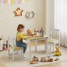 Qaba - Ensemble table et chaises pour enfants, table pour tout-petits et ensemble de 2 chaises pour activités, art, bricolage, lecture pour 3-8 ans - naturel-Cet ensemble complet de 3 pièces comprend une table et deux chaises assorties
