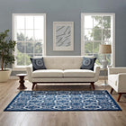 Modway - Kalinda Treillis rustiques vintage marocains Tapis de 5 pi l x 8 pi L - Bleu marocain beige et ivoire-Protéger les planchers de la circulation ou des meubles