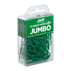 JAM Paper - Trombones géants colourés - grands trombones verts de 5 cm - paquet de 75-Taille : 2 pouces (grand/jumbo) | Gardez vos piles de papier organisées avec des trombones de couleur