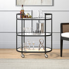 Hudson&Canal - Chariot de bar ovale Leif 30 po de largeur - Bronze noirci-Finition bronze noirci artisanale appliquée sur le cadre