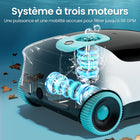 Aiper - Robot nettoyeur de piscine sans fil Scuba L1, filtration avancée, tri-moteur-Le Scuba L1 combine de multiples fonctions pour un nettoyage optimal. Sa brosse en silicone haut de gamme nettoie le fond de la piscine et canalise les débris vers un système de filtration sophistiqué, surpassant ainsi les appareils de même catégorie