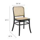 Modway - Winona Fauteuil d’appoint de salle à manger Ensemble de 2 - Noir-Siège en canne en rotin tressé