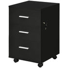 Vinsetto - Classeur à 3 tiroirs pour documents lettre/A4 avec serrure et roulettes - noir-3 tiroirs pour ranger vos fournitures de bureau 
