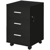 Vinsetto - Classeur à 3 tiroirs pour documents lettre/A4 avec serrure et roulettes - noir-3 tiroirs pour ranger vos fournitures de bureau 
