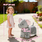 Qaba - Éléphant porteur 6v pour enfants, cheval électrique porteur avec musique - gris-Se déplace à une vitesse sécuritaire de 1,55 mi/h (2,5 km/h) avec cinq mélodies intégrées 