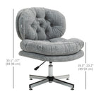 HOMCOM - Chaise de bureau sans accoudoirs avec siège large et épais, rembourré - gris-Hauteur d’assise réglable avec vérin à gaz de classe 3 sécurisé pour trouver votre position optimale