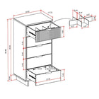 Manhattan Comfort - Granville commode moderne haute et étroite 23,62" - bleu minuit-Poignées de tiroir horizontales glamour en acier avec une finition dorée