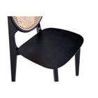 Manhattan Comfort - Chaise de salle à manger Versailles 47 cm dossier rond style industriel chic - noir et cannage naturel - lot de 4-20,28 po L x 22 po l x 34,65 po H