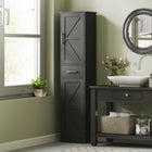 HOMCOM - Armoire de rangement de salle de bain étroite 67 po, noire-Deux armoires et un tiroir améliorent le rangement de la salle de bain 