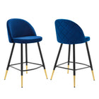 Modway - Cordial Performance Velvet Tabourets de comptoir - Marine - Ensemble de 2-Tabourets rétro modernes