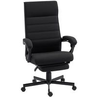 Vinsetto - Fauteuil de bureau pivotant à haut dossier inclinable avec repose-pieds et accoudoirs rembourrés - noir-Le dossier haut incurvé s'adapte à la forme de votre corps