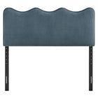 Modway - Athena Velours de performance résistant aux taches Tête de lit pleine grandeur, Bleu Cadet-Quatre positions de montage ajustables