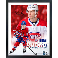 Frameworth - Cadre Juraj Slafkovsky Collage Portrait Canadiens - Impression Encadrée - 16 po L x 20 po H-Sous licence officielle de la LNH et NHLPA - met en vedette Juraj Slafkovsky et les Canadiens de Montréal avec signature en fac-similé imprimée