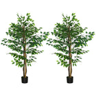 HOMCOM - Arbre s artificiels de ficus 5 pi pour décoration intérieure de la maison - vert - lot de 2-Lot de deux. Belle plante artificielle au design de ficus 