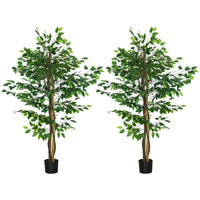 HOMCOM - Arbre s artificiels de ficus 5 pi pour décoration intérieure de la maison - vert - lot de 2-Lot de deux. Belle plante artificielle au design de ficus 