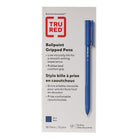 TRU RED - Stylos à bille avec prise caoutchoutée – 1,0 mm – bleus – paquet de 12-Barillet rond et léger pour une écriture confortable et contrôlée