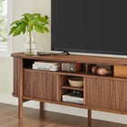 Modway - Cadence 71 po courbé Meuble TV, Noyer-Trous de gestion des câbles
