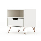 Manhattan Comfort - Rockefeller Table de Nuit 1 Tiroir Style Mid-Century Modern 51 cm - Blanc - Lot de 2-Garantie limitée du fabricant de 30 jours