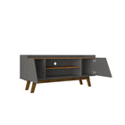 Manhattan Comfort - Meuble TV Marcus 53,14 po style Mid-Century Modern - Gris et Nature-Comprend 4 étagères fixes