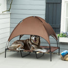 PawHut - Lit surélevé rafraîchissant pour animaux avec auvent pour grands chiens XL - 48 po L x 36 po l x 43 po H - café-Doté d'un cadre en acier léger, le rendant très durable 