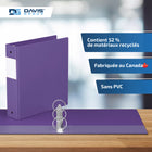 Davis Group Super économie, Reliure à anneaux ronds 2 po, paquet de 6 – Violet-Polypropylène sans PVC