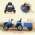 Qaba - Tracteur électrique 12V pour enfants avec remorque et télécommande - bleu-La batterie durable de 12V offre 60 minutes de jeu ininterrompu et amusant 
