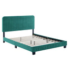 Modway - Celine Chenal Touffé Performance Velvet Lit de plateforme complet, Sarcelle-Lit de plateforme complet