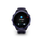 Garmin - Forerunner 570 - 47 mm, aluminium indigo avec bracelet translucide violet impérial/indigo-RAPPORT DU MATIN ET DU SOIR - Réveillez-vous avec votre rapport du matin comprenant un aperçu de votre sommeil, de votre récupération et de vos perspectives d'entraînement, ainsi que votre VFC, votre préparation à l'entraînement et la météo. Avant de vous coucher, recevez un rapport du soir pour mieux préparer le lendemain : rappel de vos besoins en sommeil, de votre entraînement du lendemain, de la météo et d