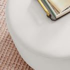 Modway - Tilden Grand velours rond de performance de 23" Rembourré Ottoman - Albâtre naturel-Glissements au pied sans marquer